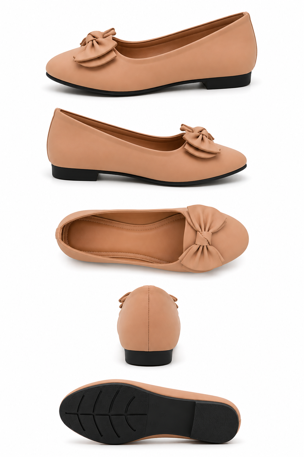 Women's Bow Ballet Flat Shoes – Comfortable Casual Slip-On Flats