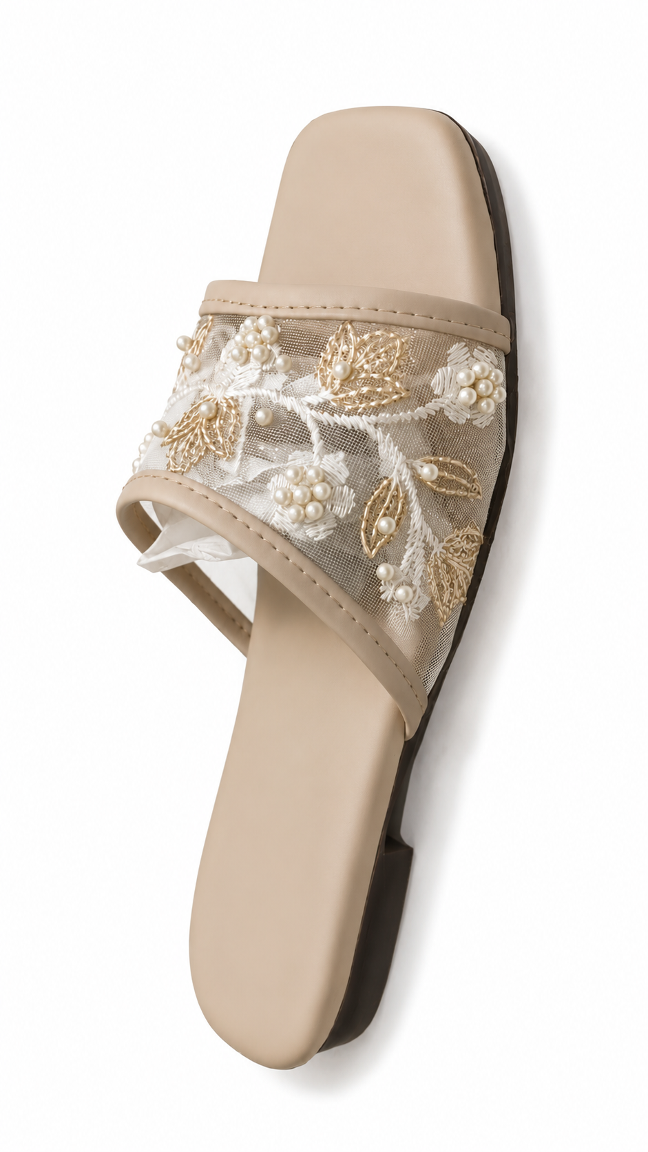 Elegant Floral Embroidered Women's Slide Sandals