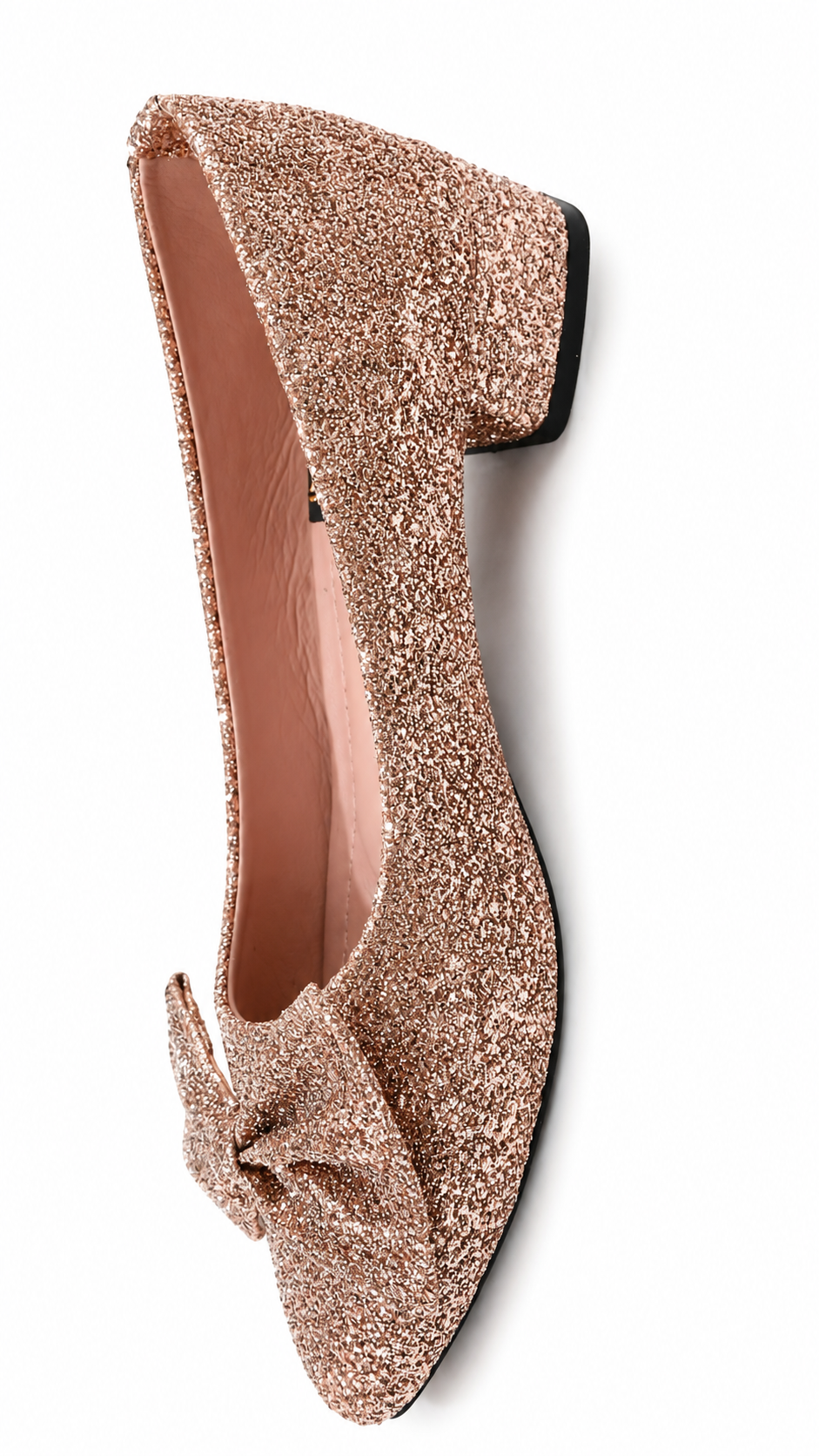Glitter Bow Block Heel Shoes for Women