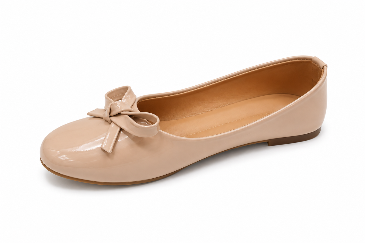 Women's Patent Leather Bow Ballet Flats – Casual Slip-On Comfort Shoes