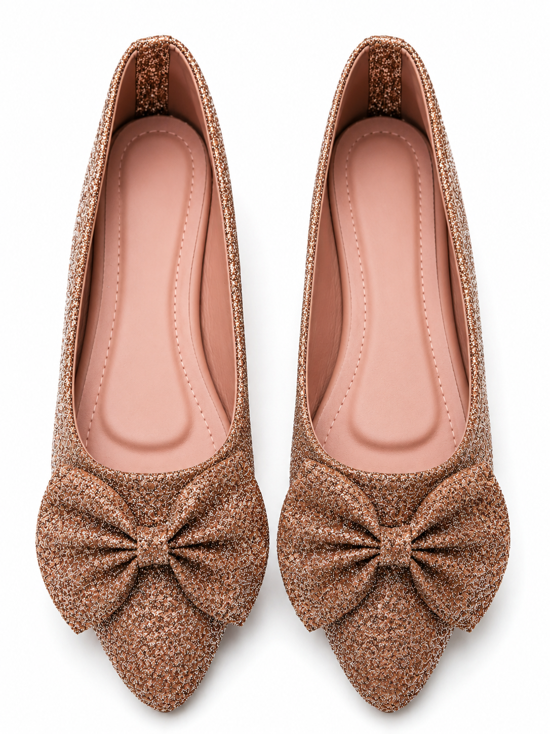 Glitter Bow Block Heel Shoes for Women