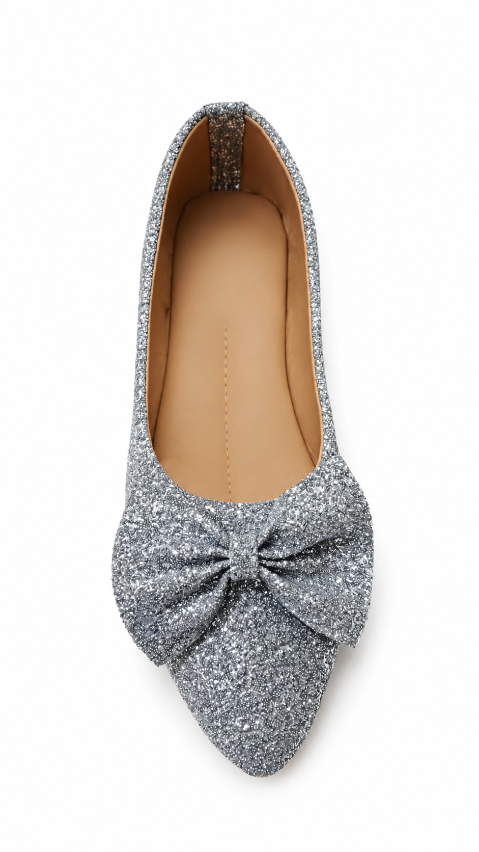 Women's Glitter Bow Pointed Toe Flats – Stylish Comfortable Shoes