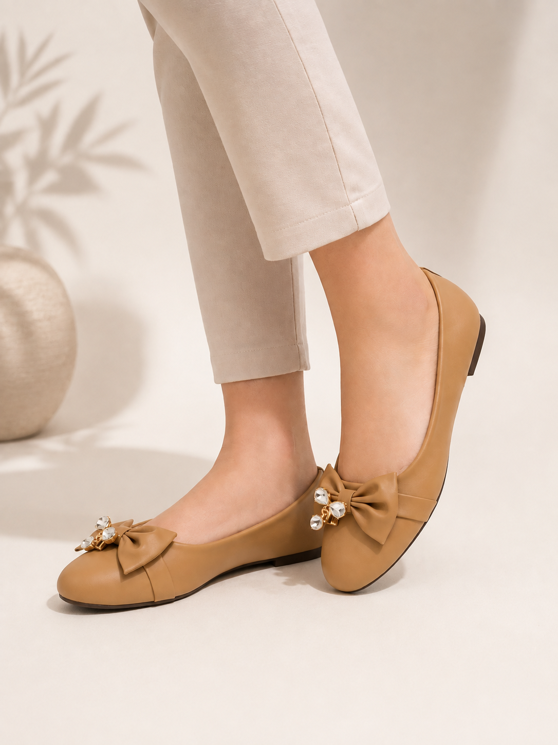 Women's Bow Crystal Embellished Casual Flats