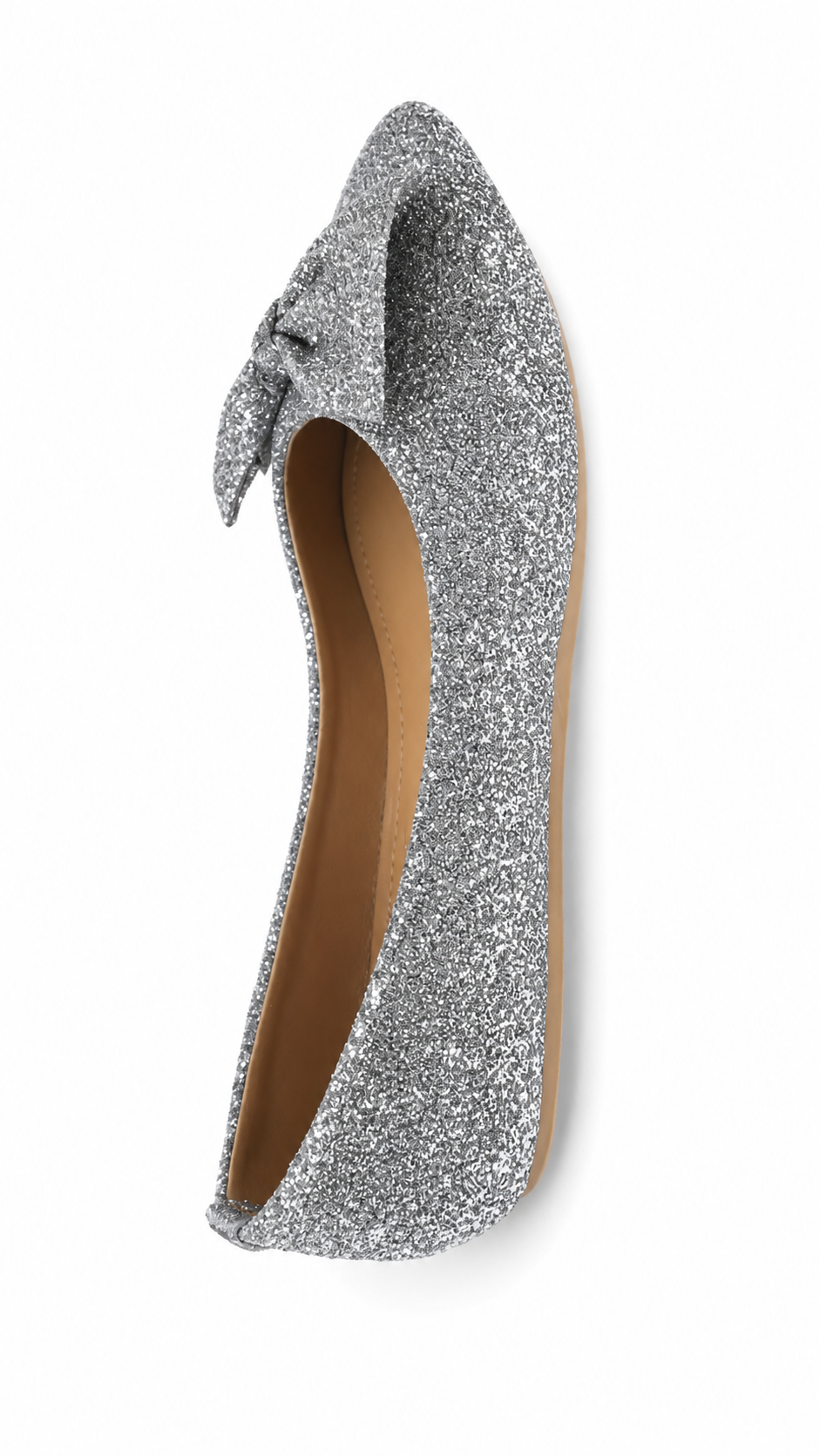 Women's Glitter Bow Pointed Toe Flats – Stylish Comfortable Shoes