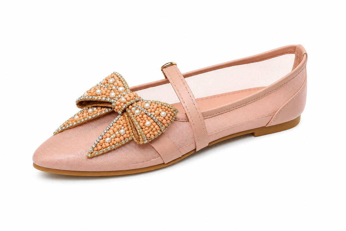 Elegant Bow Mesh & Net Women’s Ballet Flats