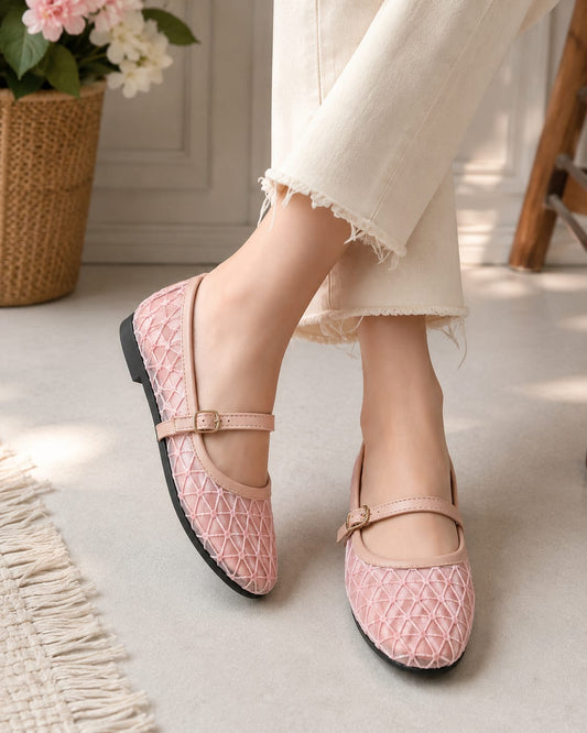 Women's Mesh Buckle Strap Flats – Lightweight Casual Shoes