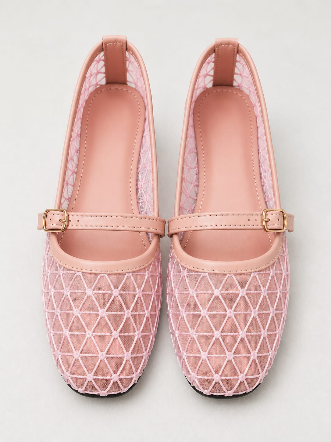 Women's Mesh Buckle Strap Flats – Lightweight Casual Shoes