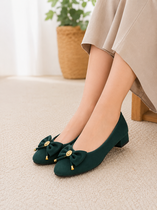 Women’s Lakra Fabric Bow Ballerina Shoes – Elegant Ladies Heels