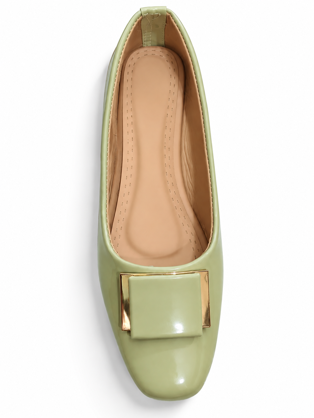Women’s Elegant Square Toe Low Heel Shoes with Gold Buckle