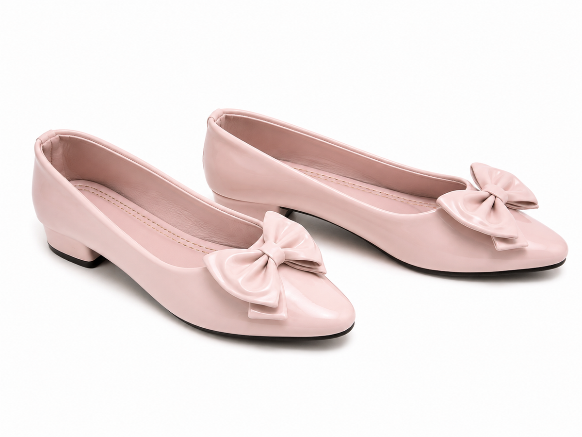 Girls Bow Low Heel Shoes for Kids – Elegant & Stylish Party Wear Shoes